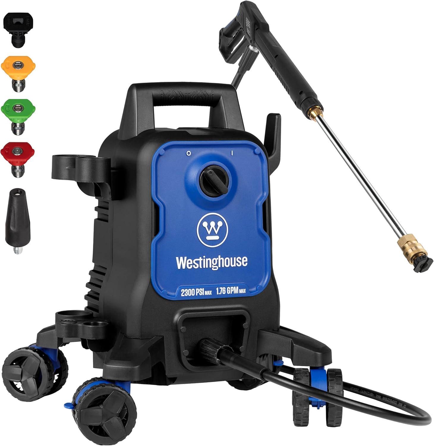 Pressure washer with detergent foam on car