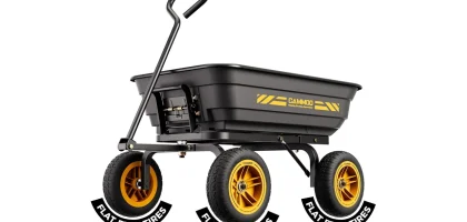 CAMMOO 10-in NO-FLAT TIRES 600lb Heavy-Duty Garden Dump Cart 4 Cu.Ft. Utility Wagon with Quick-Release Dumping & Prime Grade 100% Virgin Polypropylene - Not Recycled Material for Landscaping Gardening