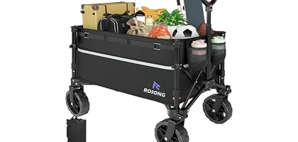 The image shows a versatile folding garden cart with ample space for hauling tools and plants, perfect for any yard.