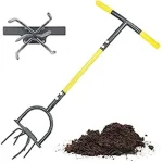 This image shows a garden tiller breaking up heavy clay soil, perfect for the best 7 for clay.