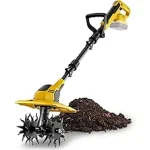 The image shows various tillers ideal for working in raised garden beds.