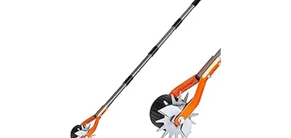 The image shows a collection of electric and gas lawn edgers lined up, representing the best under $100.