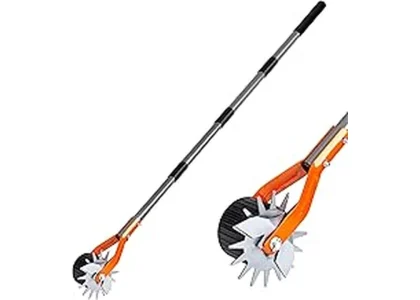 The image shows a collection of electric and gas lawn edgers lined up, representing the best under $100.