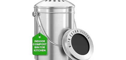 This image shows a selection of top-rated kitchen compost bins for sale, highlighting best sellers.