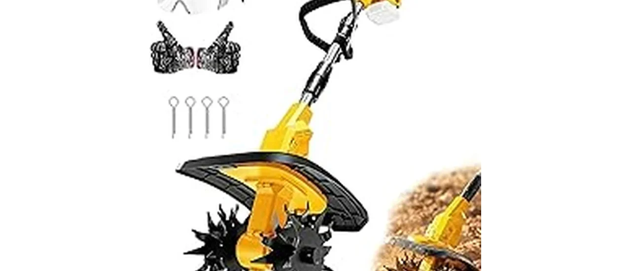 The image shows a selection of top-rated garden tillers, perfect for homeowners preparing their gardens.
