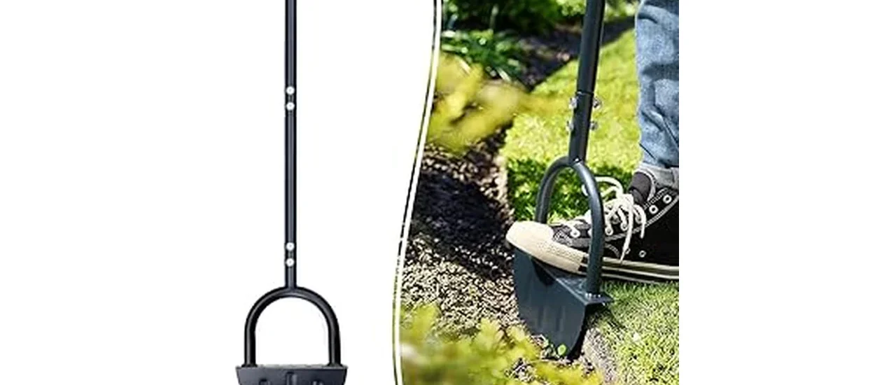 The image shows a selection of high-quality tools ideal for achieving crisp lawn edges.