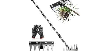This image shows an assortment of 17 effective tools for removing garden weeds.