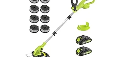 The image shows a selection of powerful trimmers ideal for managing weeds and grass.