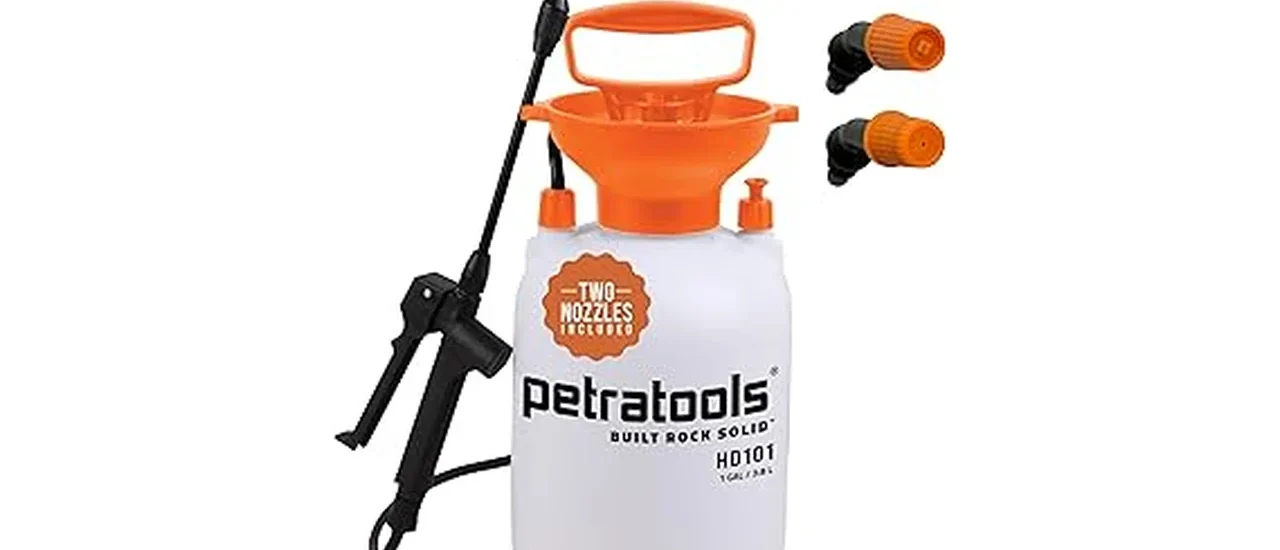 The image shows a Best Selling 17 Lawn and Garden Sprayer with its wand and hose extended.