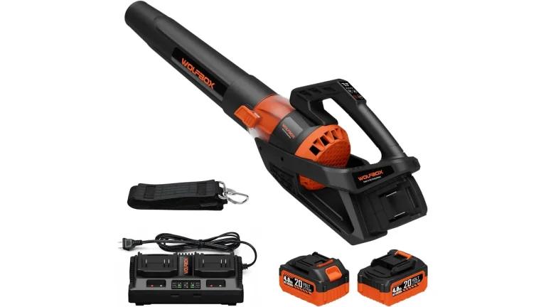 WOLFBOX MT500 Cordless Leaf Blower with 2 Batteries, 40V 500 CFM 130 MPH | Dual-Port Charger Included, Turbo Boost, Visual Icon Screen, Shoulder Strap, Lawn Care & Driveway Care