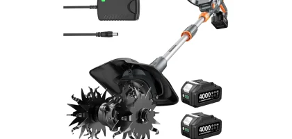 Cordless Tiller Cultivator for Gardening, Battery Powered Garden Rototiller