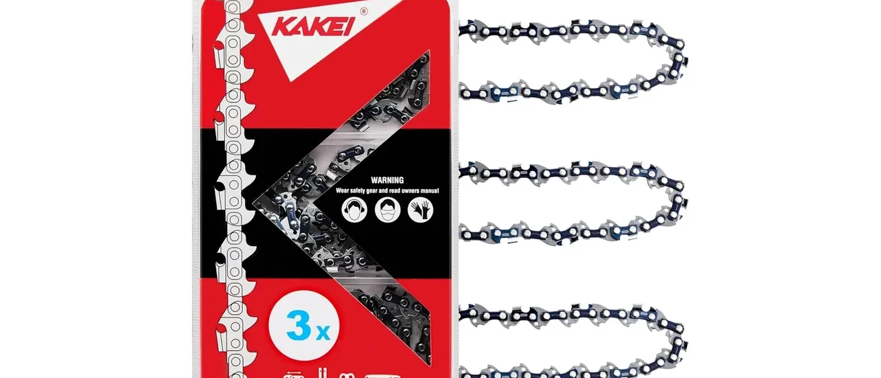 KAKEI 18 Inch Chainsaw Chain 3/8" LP Pitch .050" Gauge 62 Drive Links Fits Poulan, Kobalt, Echo, Ego, Greenworks and More- S62 (3 Chains) - Semi Chisel