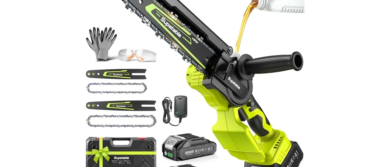 Mini Chainsaw Cordless, 8 Inch & 6 Inch Electric Chainsaw Battery Powered, 1000W Brushless Handheld Power Chain Saw with 2 Batteries, Small Tree Saw for Branch Trimming Wood Cutting