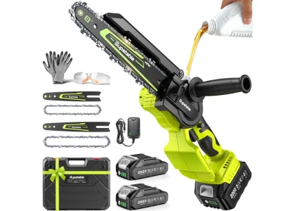 Mini Chainsaw Cordless, 8 Inch & 6 Inch Electric Chainsaw Battery Powered, 1000W Brushless Handheld Power Chain Saw with 2 Batteries, Small Tree Saw for Branch Trimming Wood Cutting