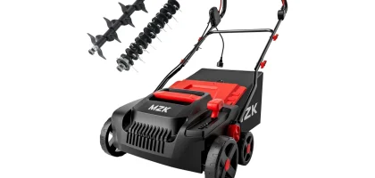 MZK Lawn Dethatcher Electric Scarifier with Bag,15In(RED)