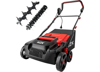 MZK Lawn Dethatcher Electric Scarifier with Bag,15In(RED)