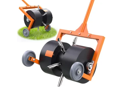 Rolling Lawn Aerator, Non-Clogging Hollow Tine Aerator for Compacted Soil