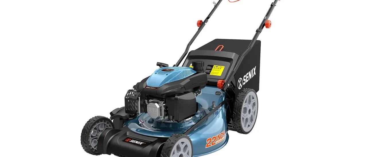 SENIX 22Inch 201cc 3-in-1 Gas Lawn Mower, Rear Wheel Self-Propelled Mower