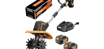 SOARFLY Cordless Tiller Cultivator for Gardening, Dual 4.0Ah Batteries