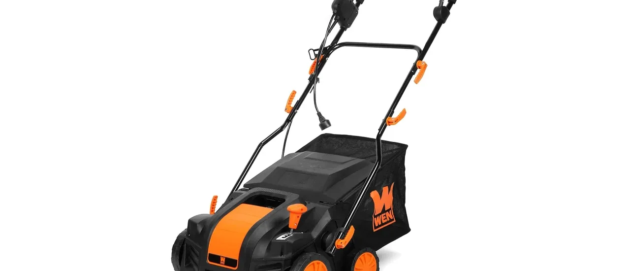 WEN DT1516 16-Inch 15-Amp 2-in-1 Electric Dethatcher and Scarifier with Collection Bag, Black