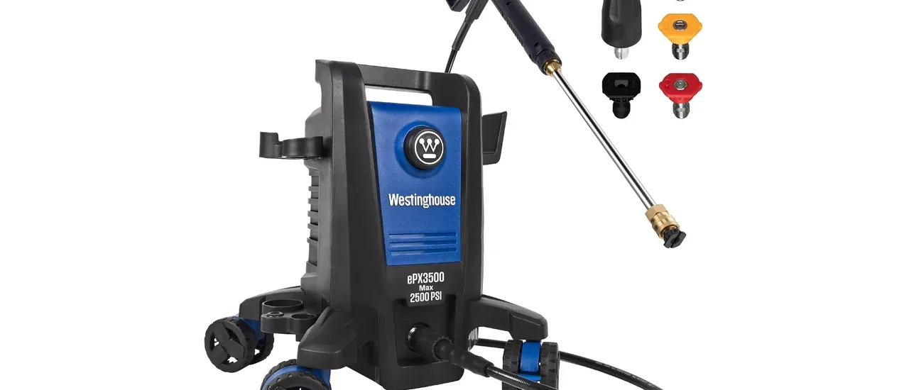 Westinghouse ePX3500 Electric Pressure Washer, 2500 Max PSI 1.76 Max GPM with Anti-Tipping Technology, Onboard Soap Tank, Pro-Style Steel Wand, 5-Nozzle Set, for Cars/Fences/Driveways/Home/Patios