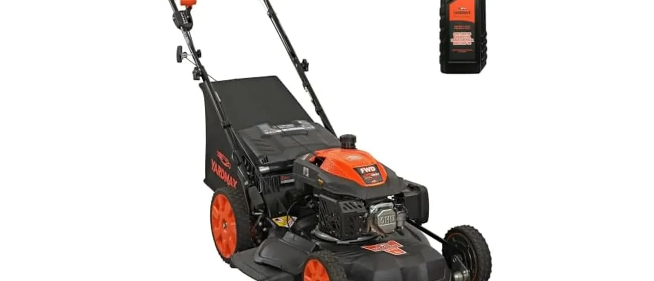 YARDMAX 22 in. 201cc Select PACE 6 Speed CVT High Wheel FWD 3-in-1 Gas Walk Behind Self Propelled Lawn Mower, Black (YG2860)