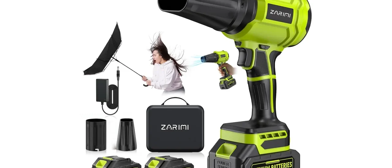 YUQUESEN Cordless Leaf Blower, 980,000 RPM Handheld Leaf Blower with 2 Batteries & Charger, Lightweight Leaf Blowers for Patio, Lawn, Leaves, Dust - Bright Green
