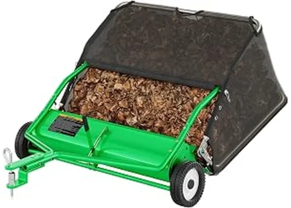 This image shows a powerful riding lawn mower attachment designed to collect leaves efficiently.
