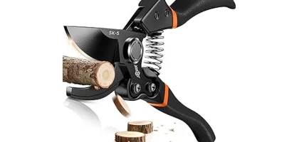 The image shows a selection of ten robust, heavy-duty garden pruners ready for use.