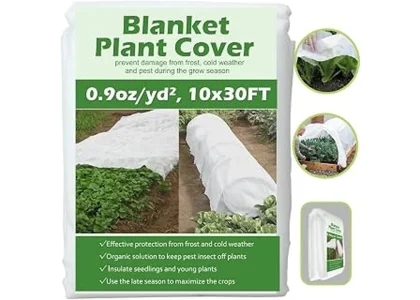 The image shows a variety of garden row covers offering frost protection for plants.