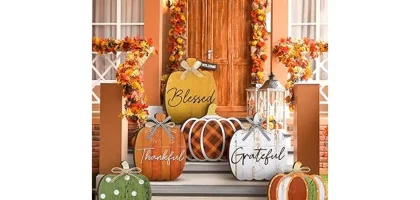 This image shows a beautifully decorated fall porch with pumpkins and festive accents, highlighting popular porch decoration ideas.