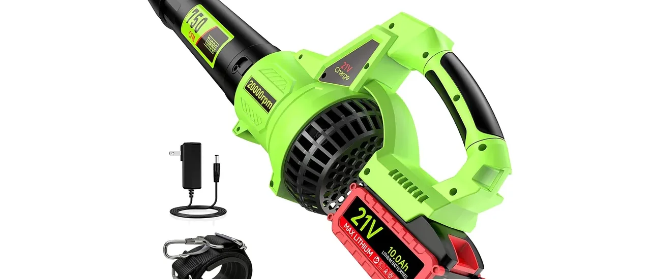 Leaf Blower Cordless, 750 CFM 250 MPH Electric Blower with 10.0Ah Battery and Charger, Turbo Mode & 3 Speed, Brushless Moto, 150-Min Max Runtime Battery Powered Blower for Lawn Care, Yard, Patio, Snow